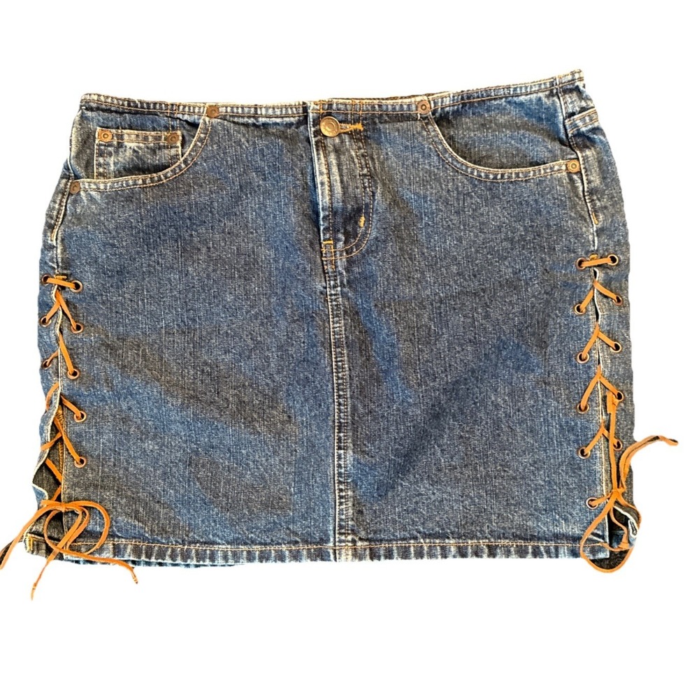 Mossimo Lace Up Side Denim Skirt Size 9 Boho Sexy Streetwear